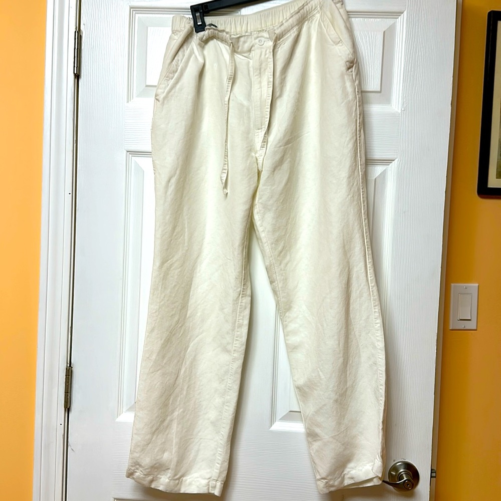 Cubavera linen blend lounge pants men's large size, white